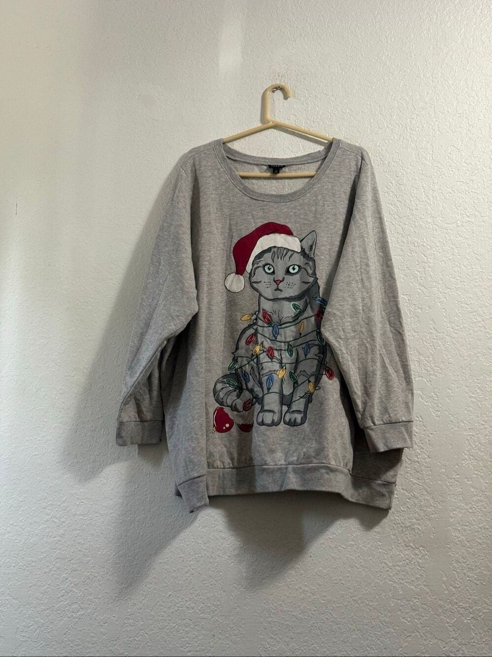 Torrid Festive Cat Sweatshirt Christmas Lighted Dress Gray 5 5x tree naughty